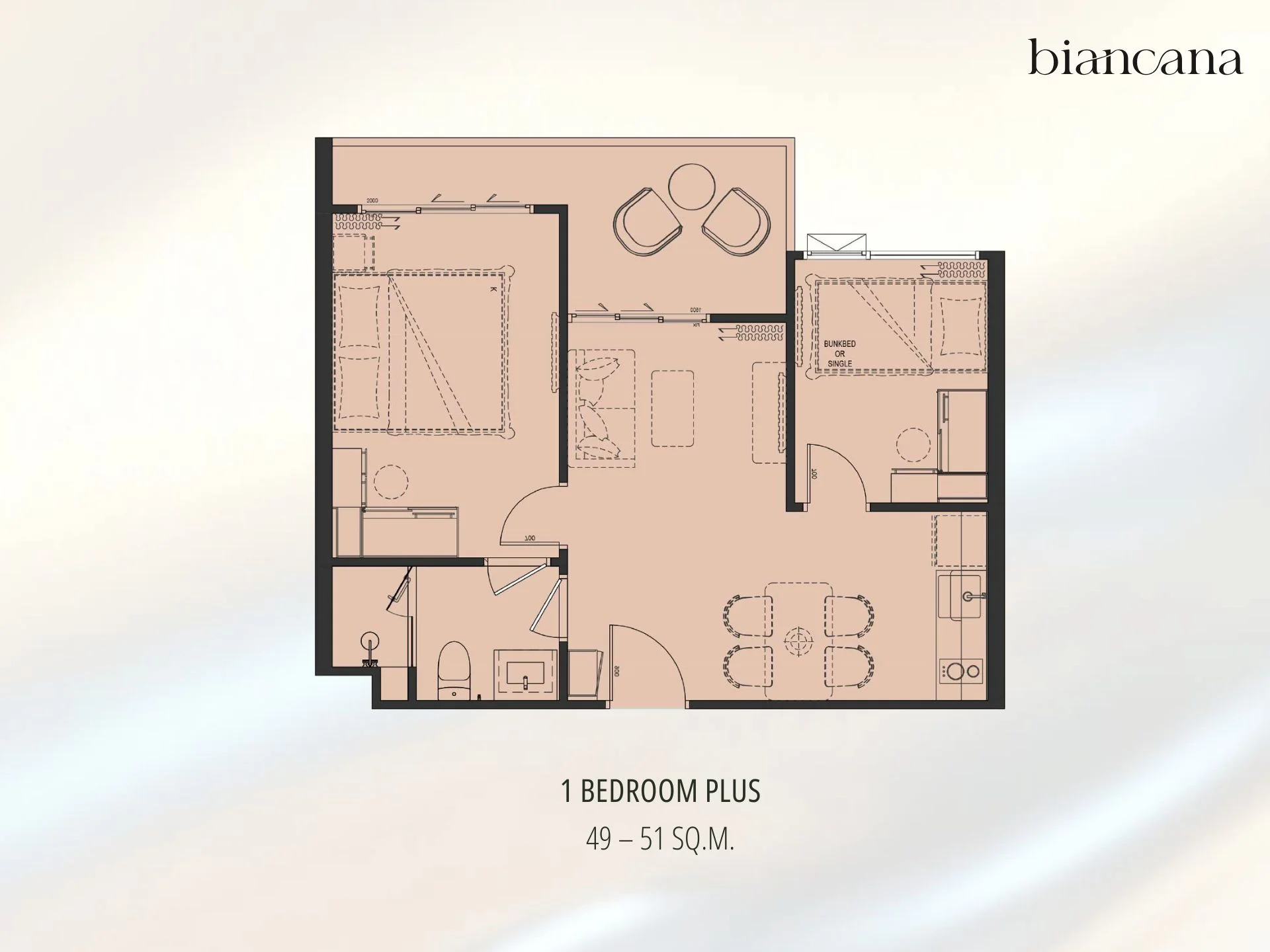 Unit plan 1 bedroom plus The Title Biancana Surin
