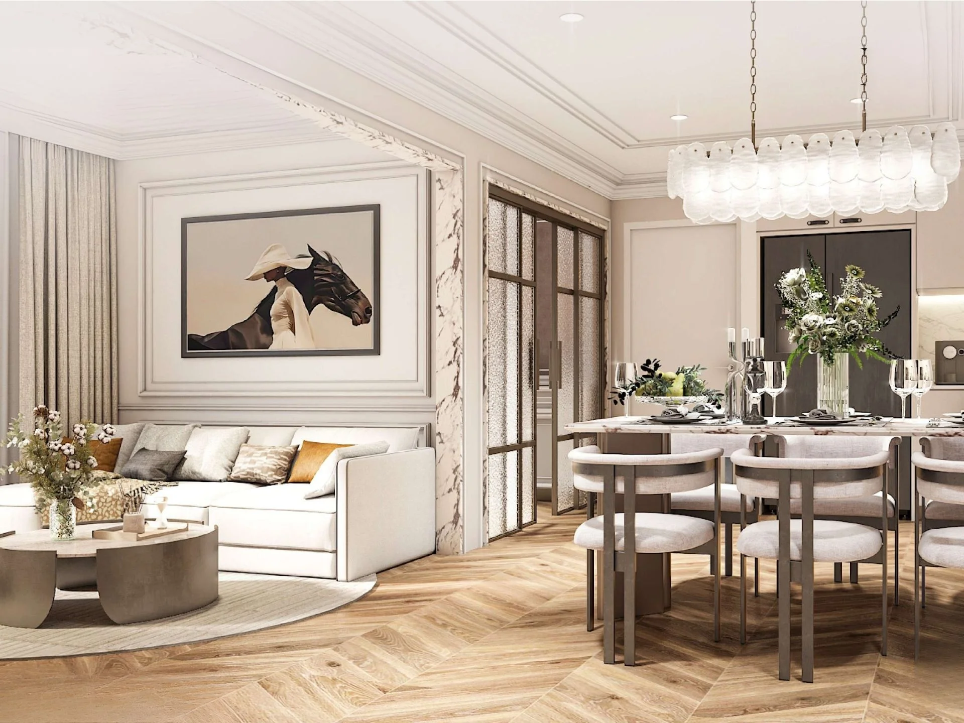 Otwarty salon z jadalnią w apartamencie 2-pokojowym w The Title Biancana, Suri