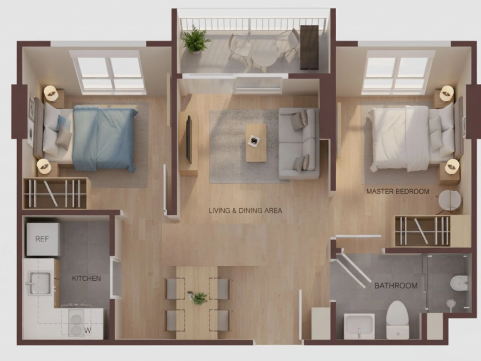 Unit plan 2 bedroom 49 sqm Rhea Sansiri Surin Phuket
