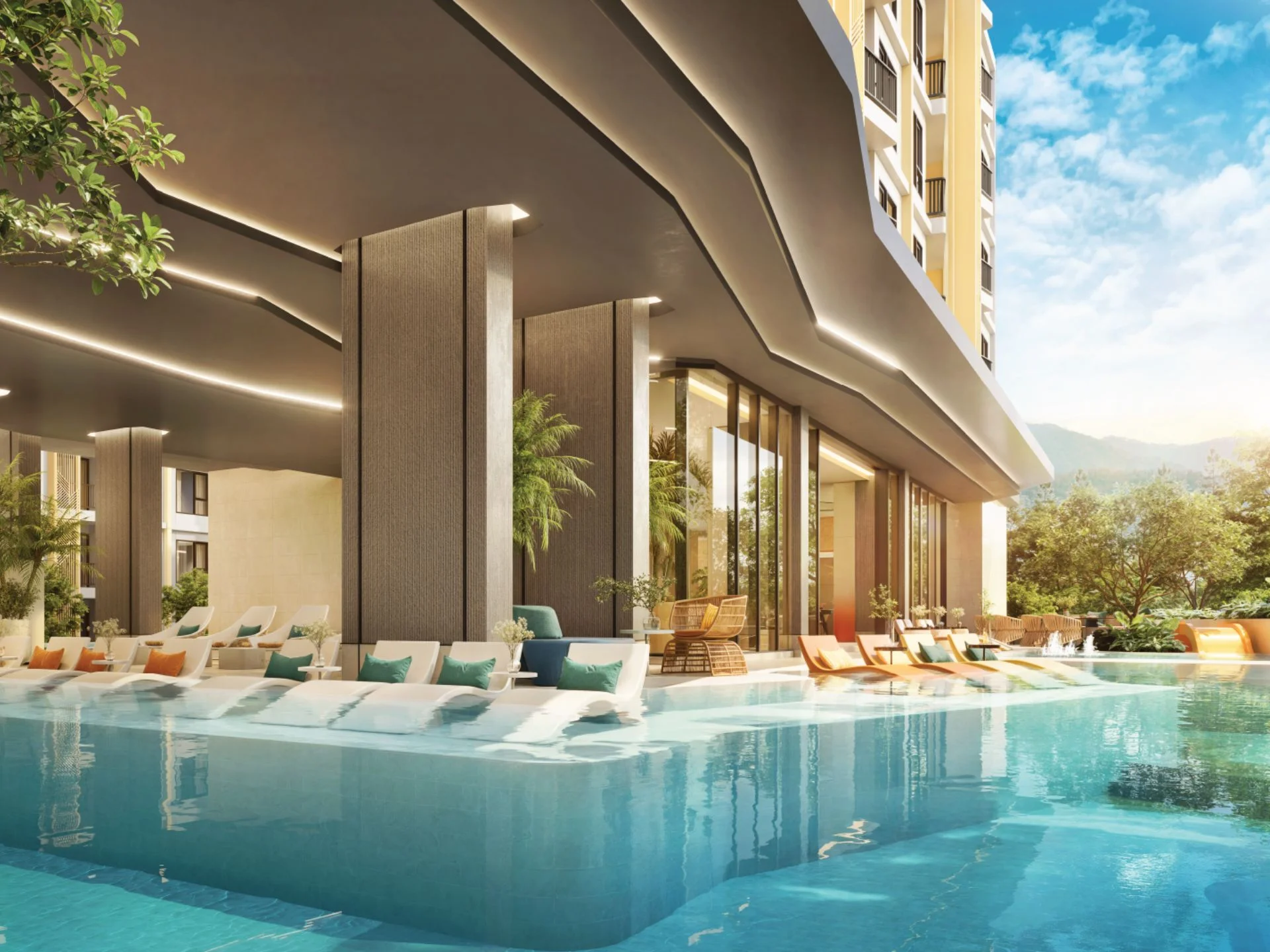 Swimming pool and lounge area at The Title Sierra, Bang Tao