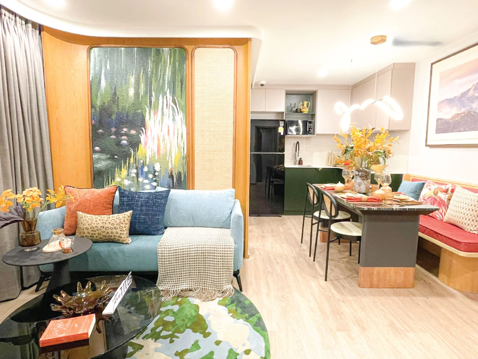 Living room and dining area interior in 2-bedroom apartment at The Title Sierra, Bang Tao