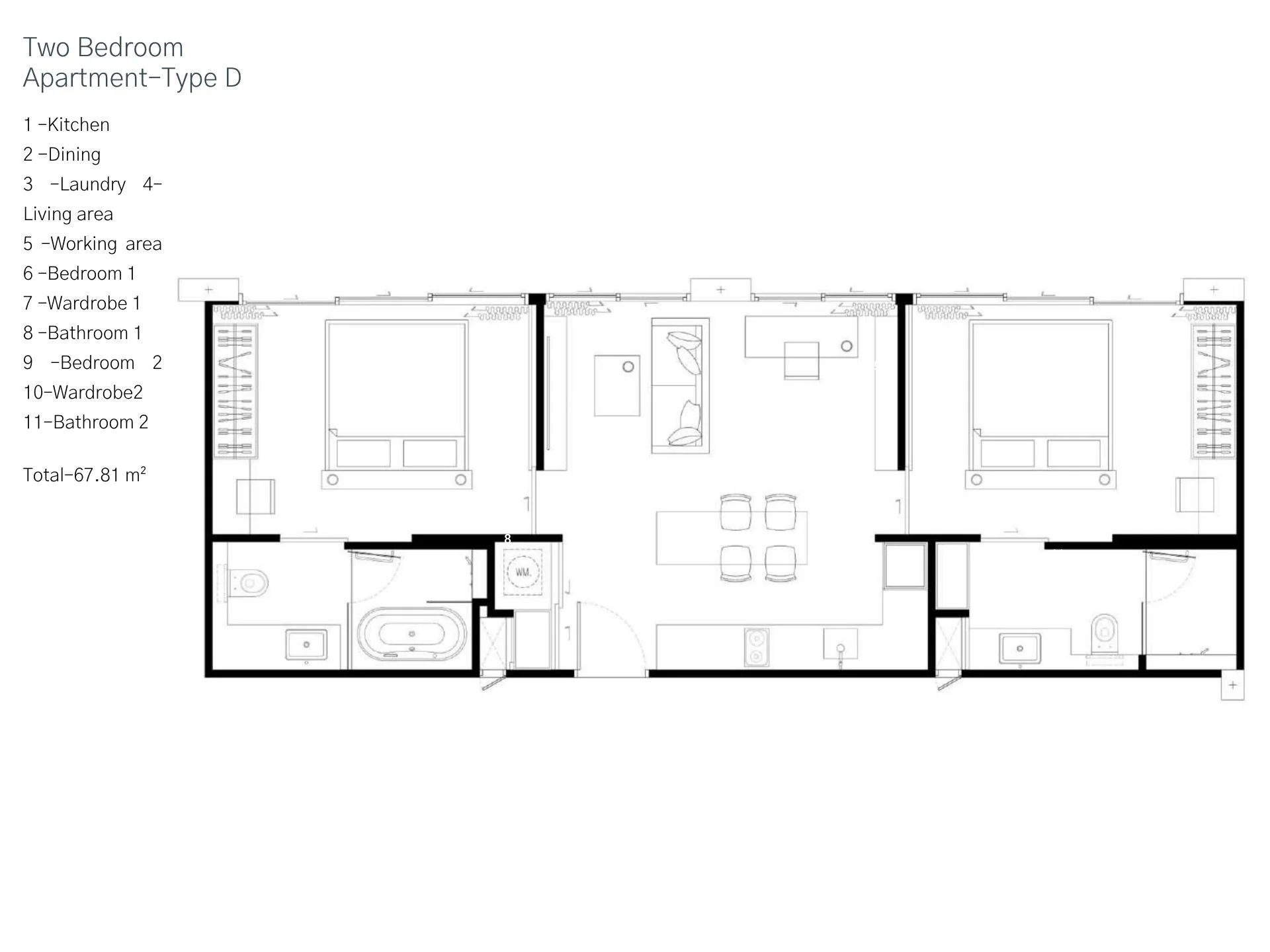 Unit Plan 2 bedroom 68 sqm Harmony Rawai