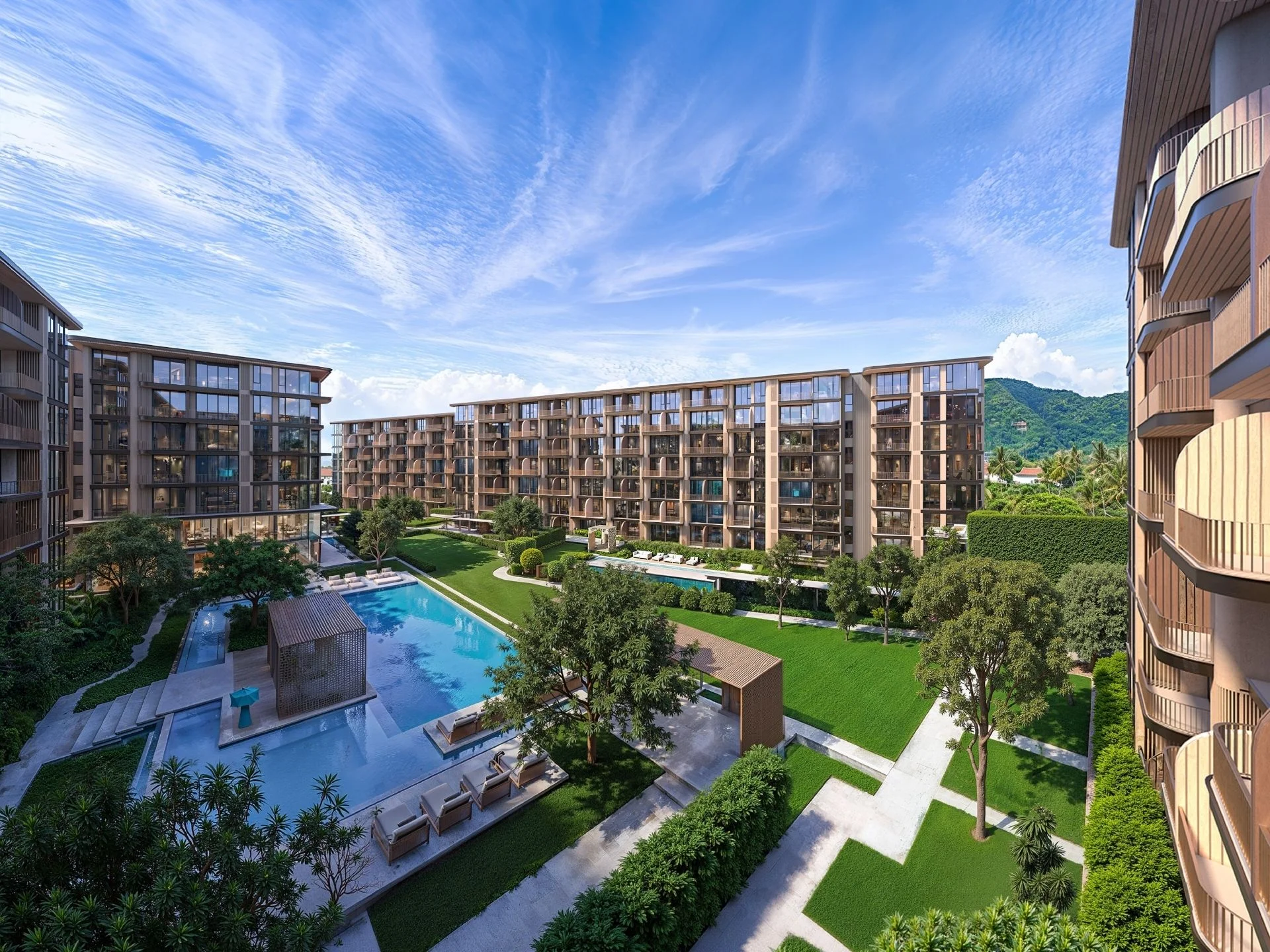 Architettura degli appartamenti PEYLAA con piscina e giardini paesaggistici, Laguna
