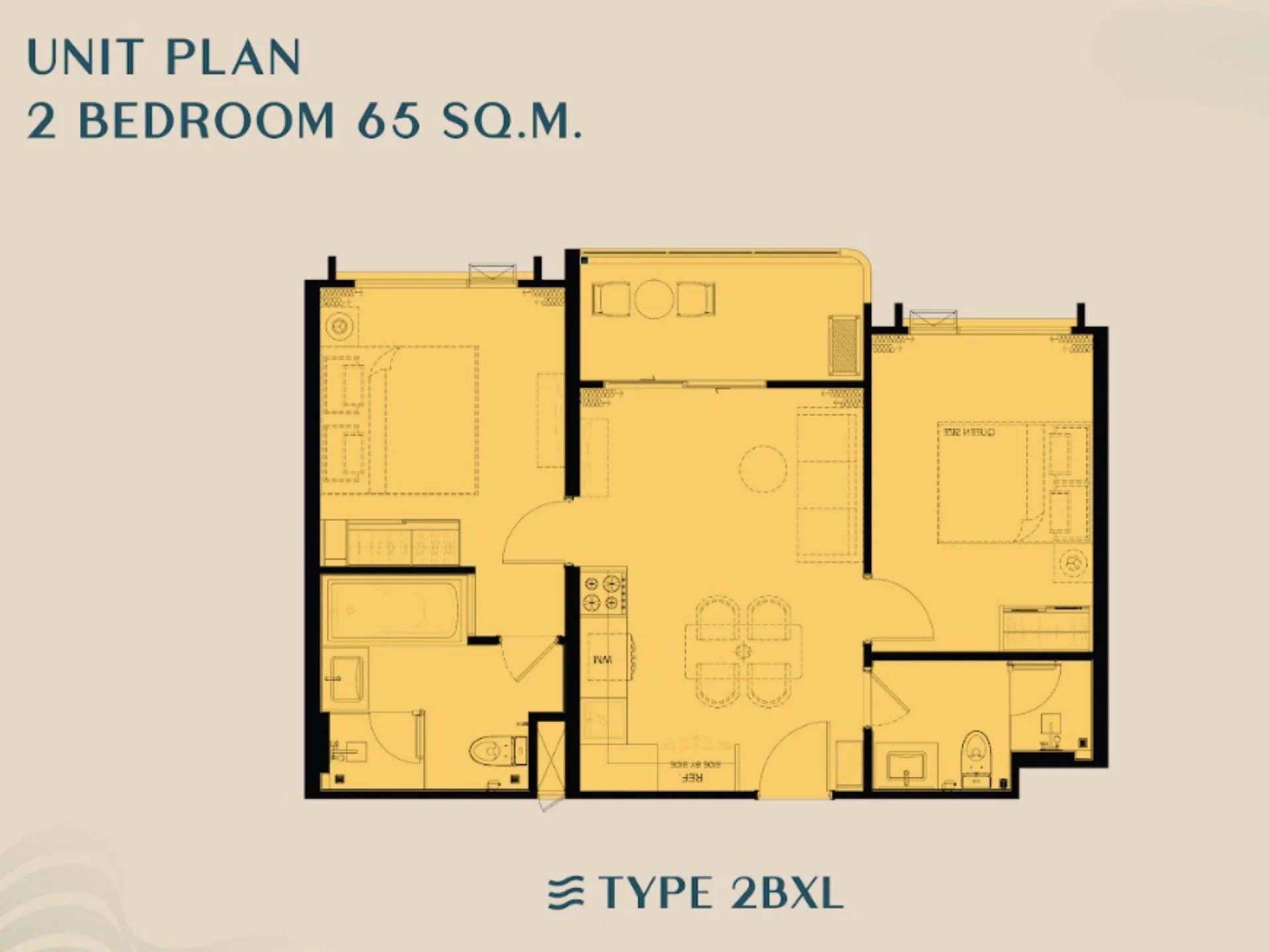 Unit Plan 2 bedroom 65 sqm The Title Modeva