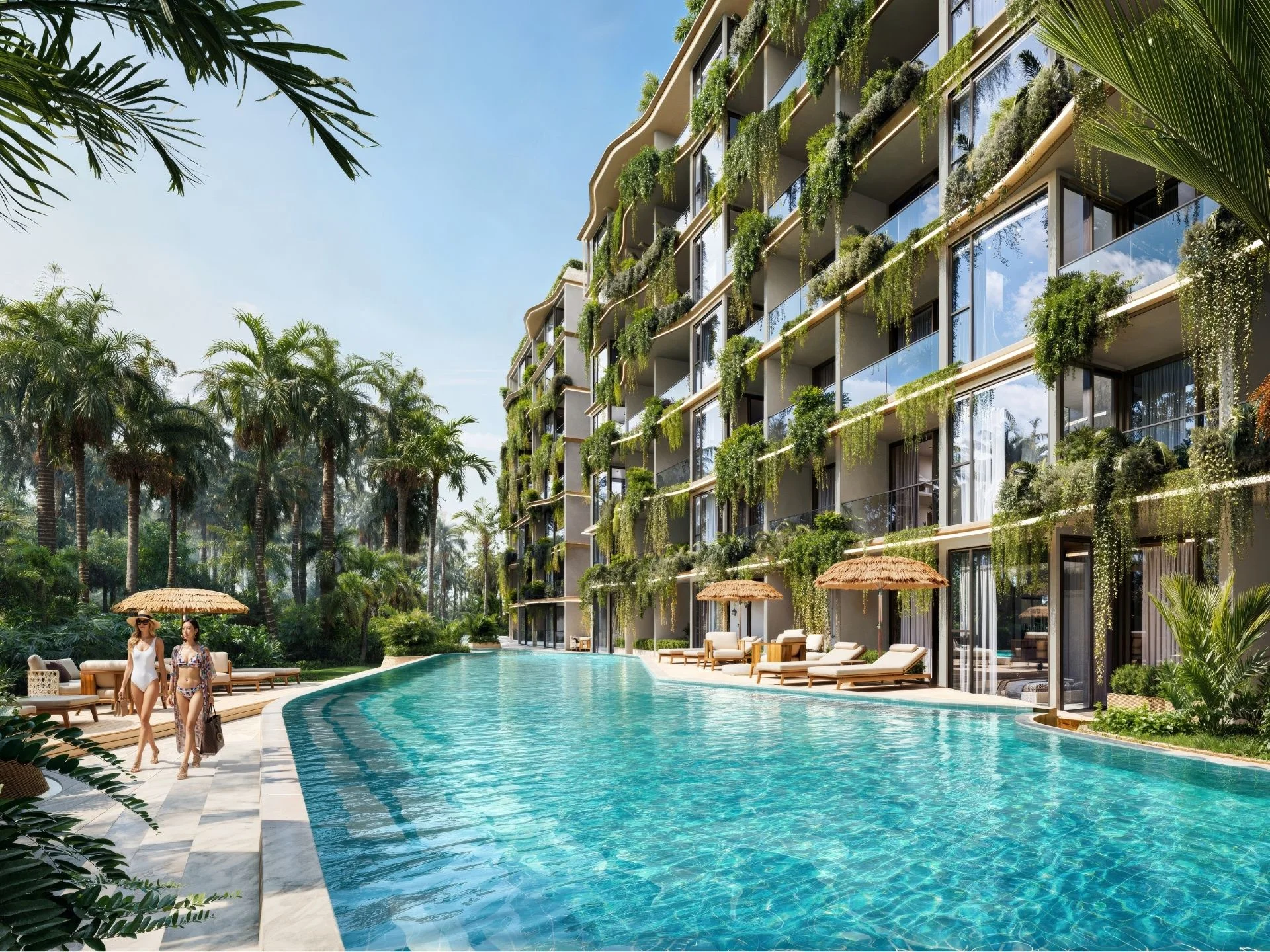 Swimming pool and landscaped courtyard at Sun Hills Lakeside, Bang Tao
