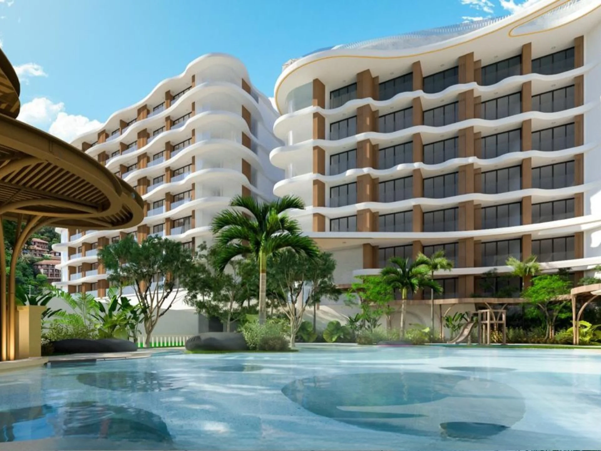 Зона бассейна с тропическим ландшафтом в VIBE Residence Karon