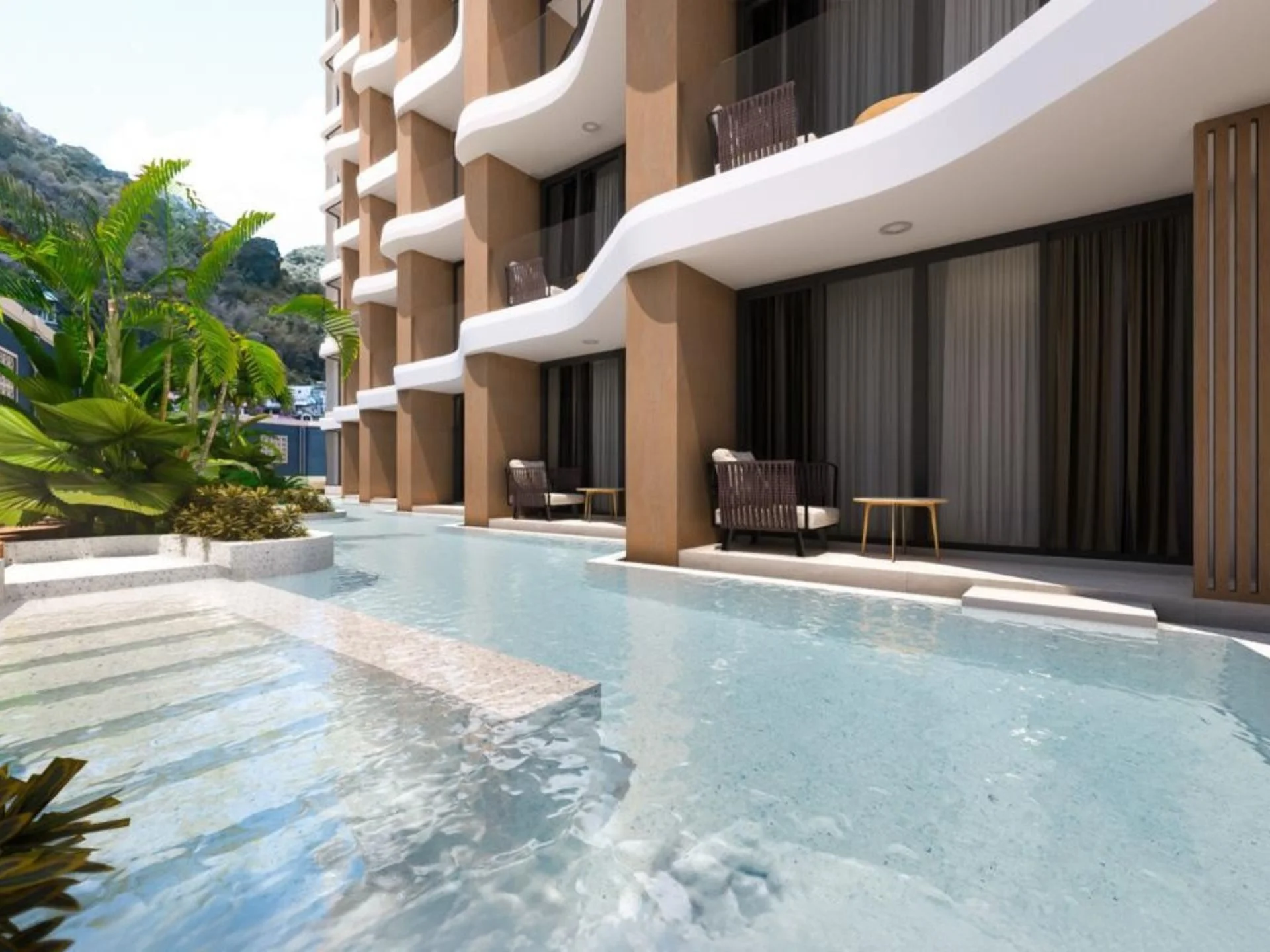 Площадь бассейна в VIBE Residence с видом на горы, Каро