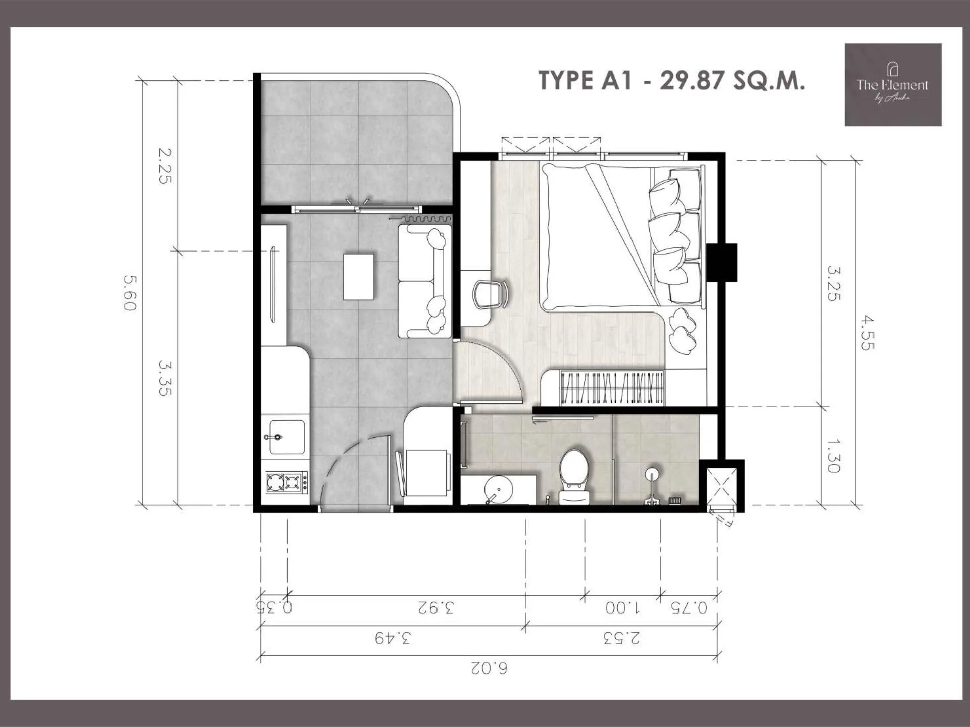 2 bedroom 49 sgm unit plan 