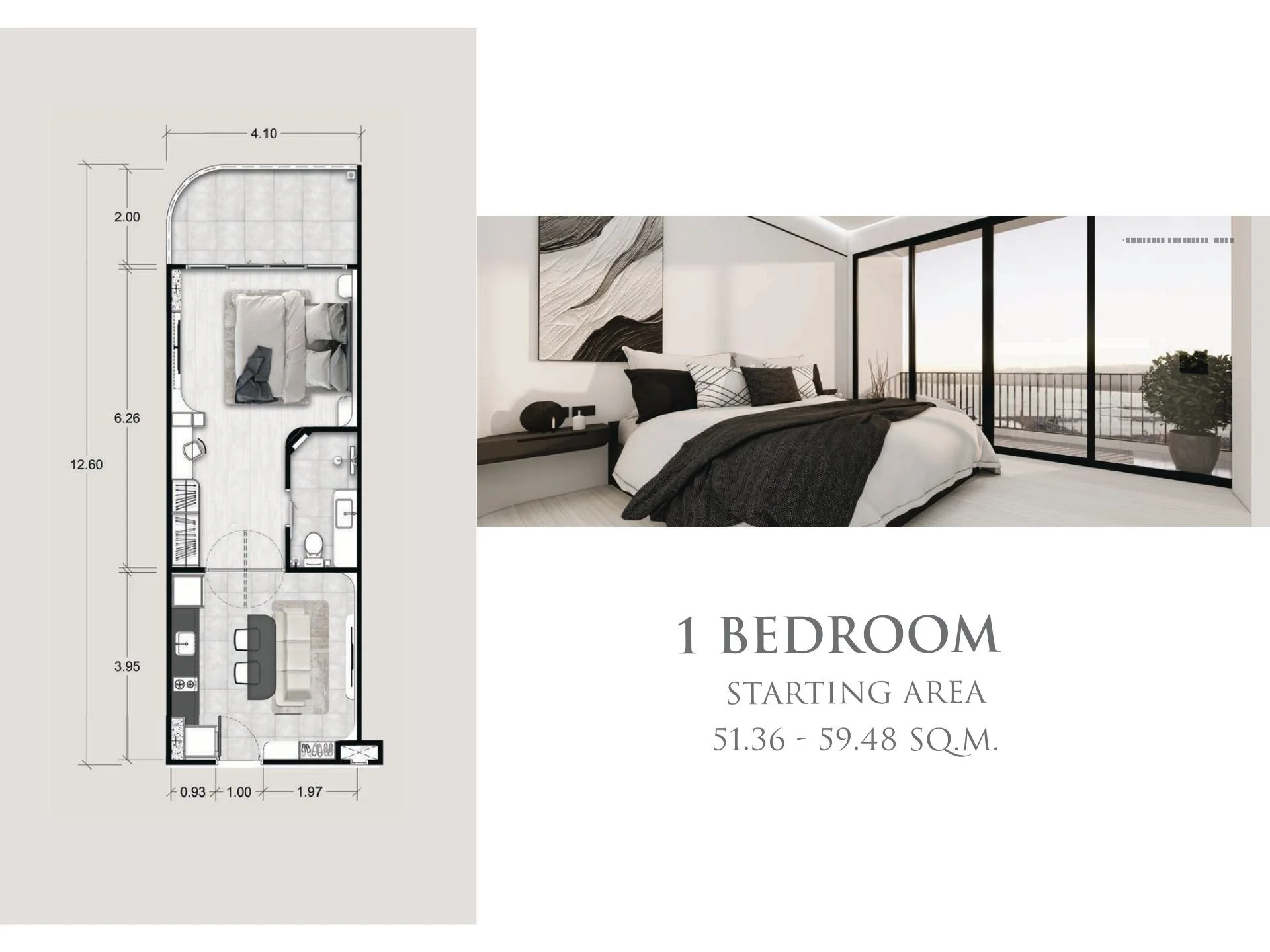1 bedroom 49 sqm unit plan