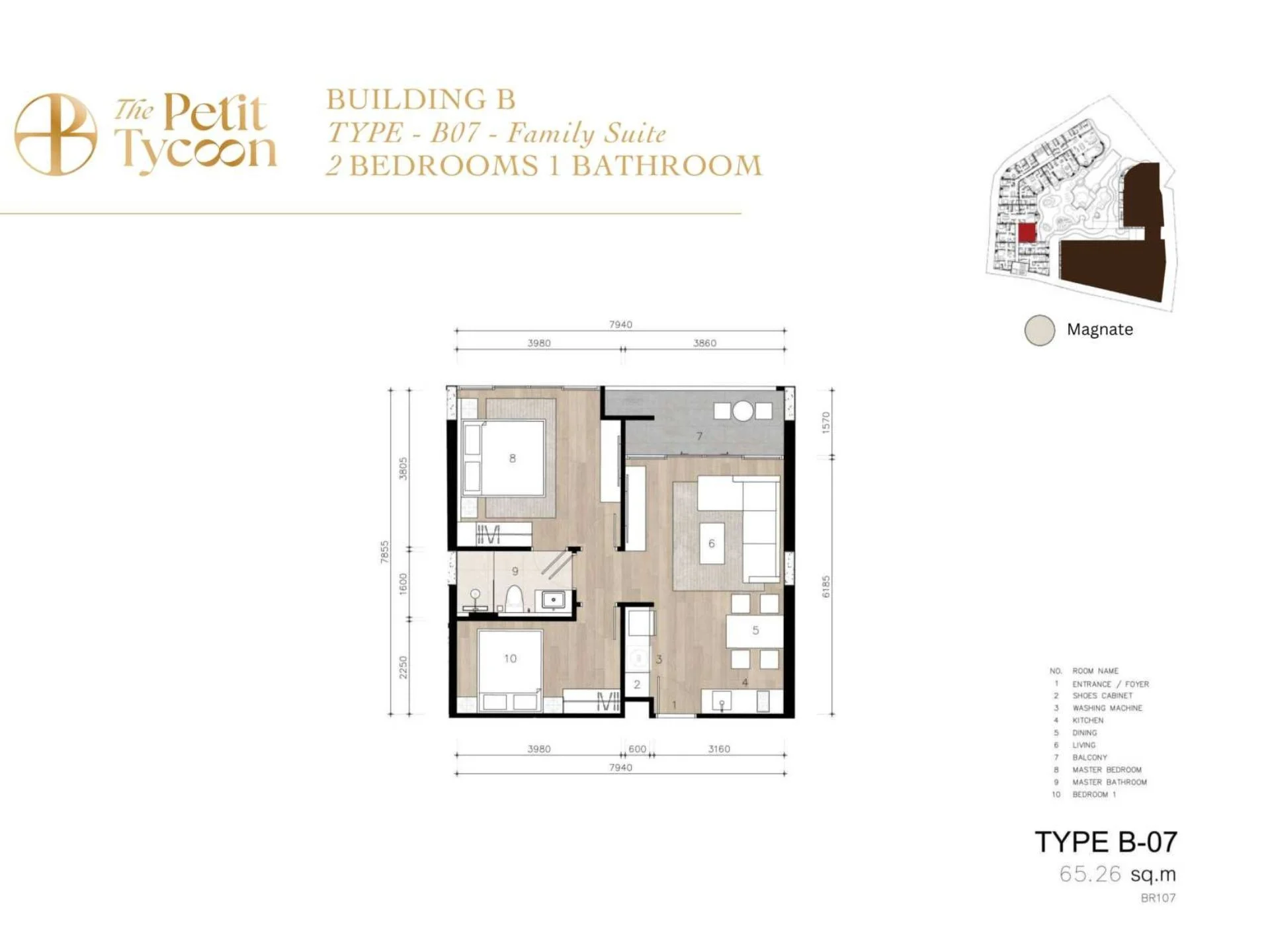 2 bedroom 66 sqm unit plan