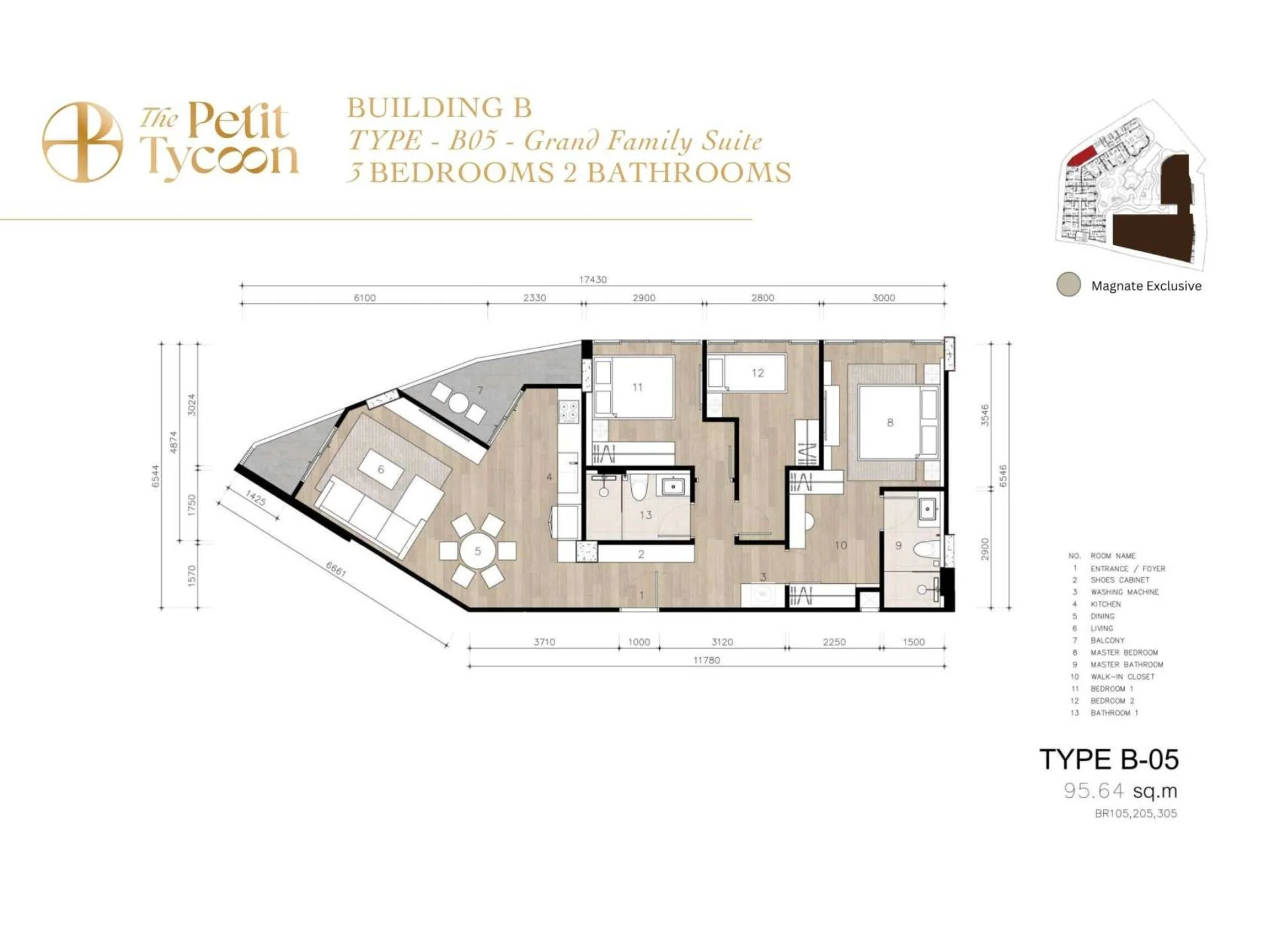 3 bedroom 96 sqm unir plan