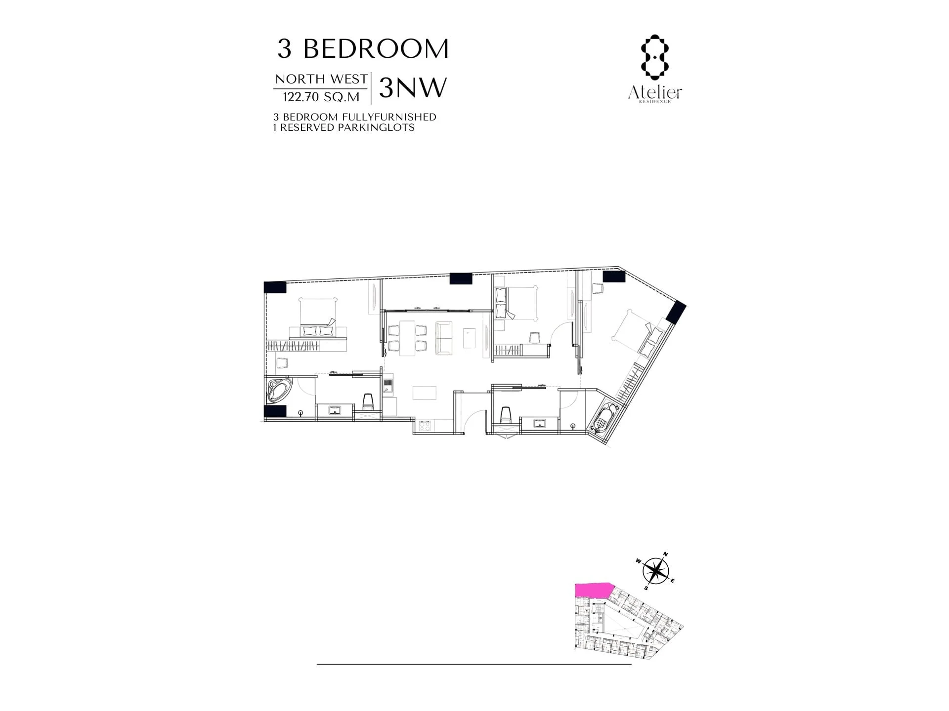 3 bedroom 123 sqm unit plan 
