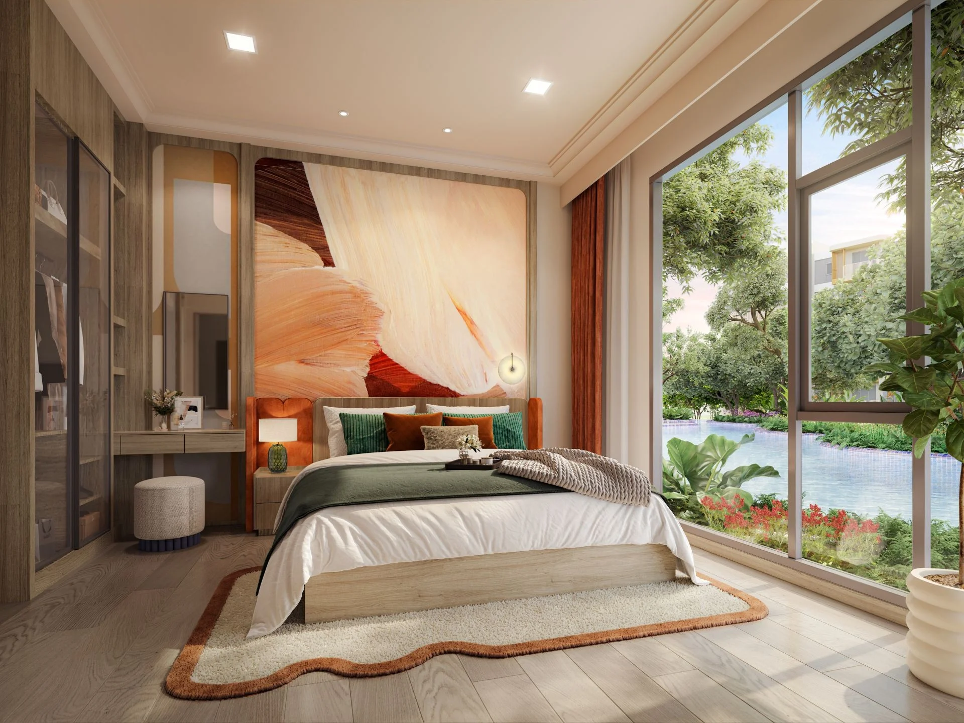 Chambre principale avec vue sur l'eau dans appartement 1 chambre à Canvas, Cheng Talay