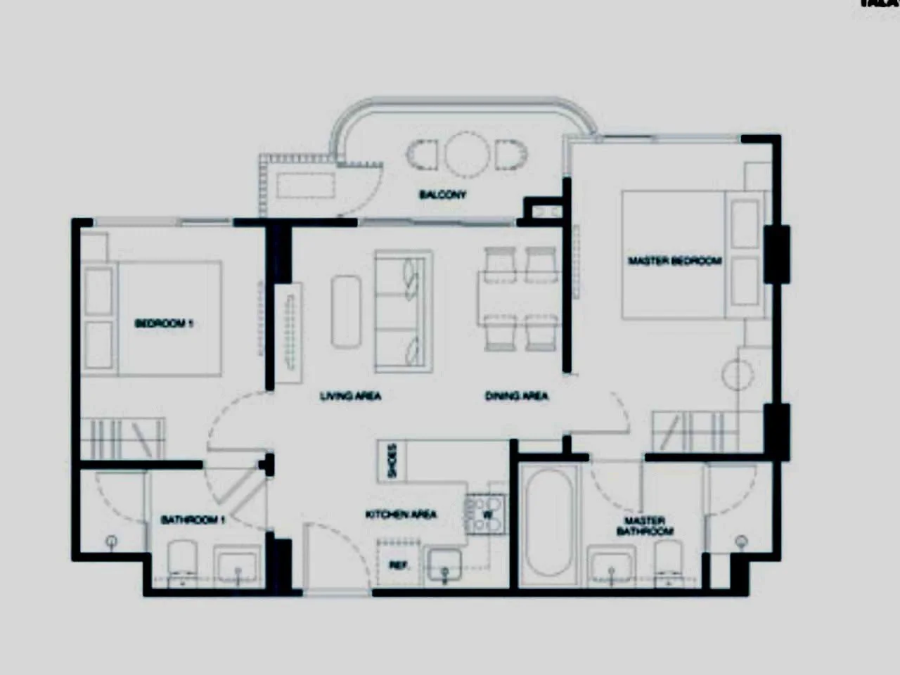 2 bedroom 59 sqm unit plan