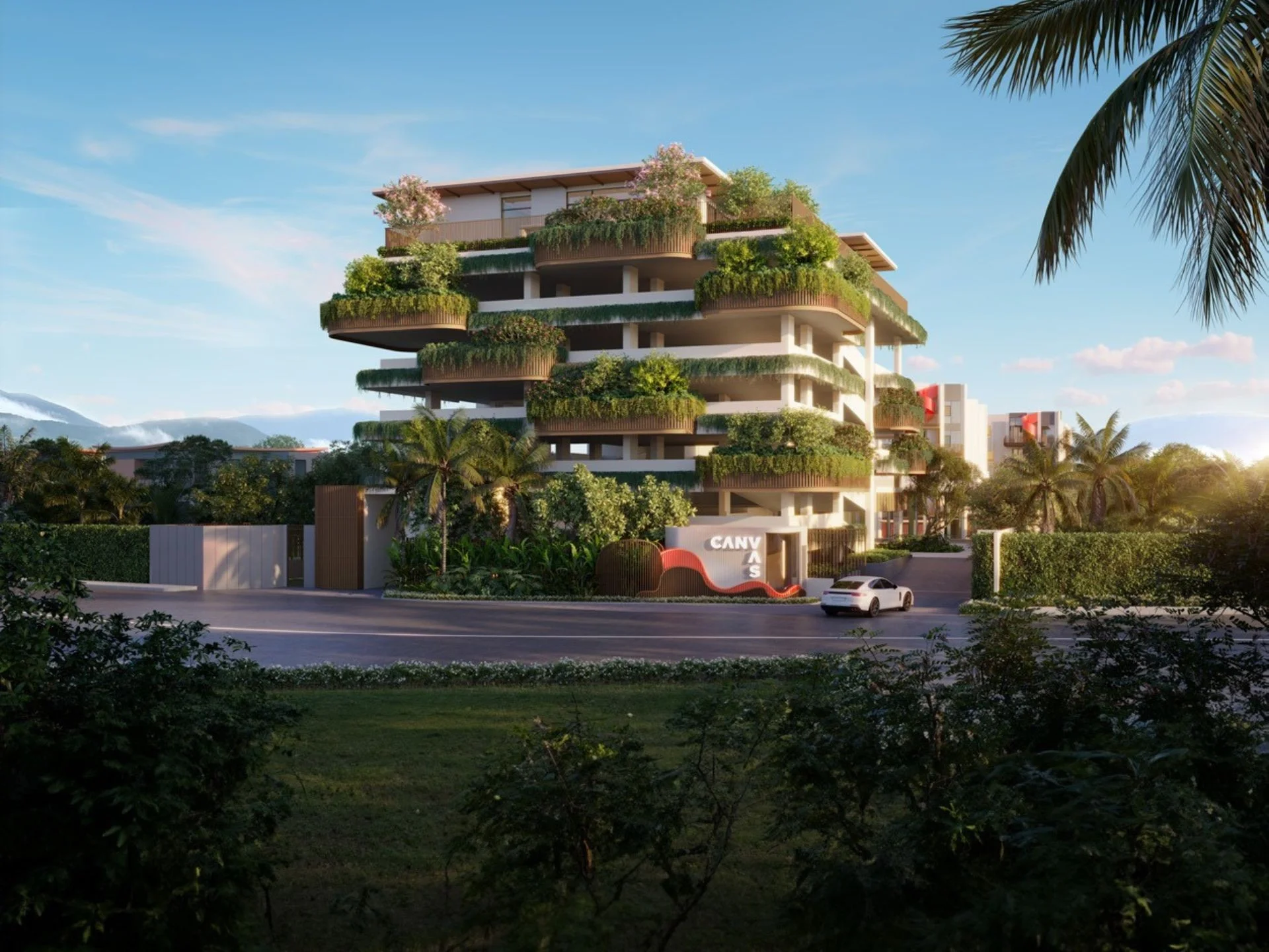 Architecture de Canvas residence avec balcons aménagés, Cheng Talay