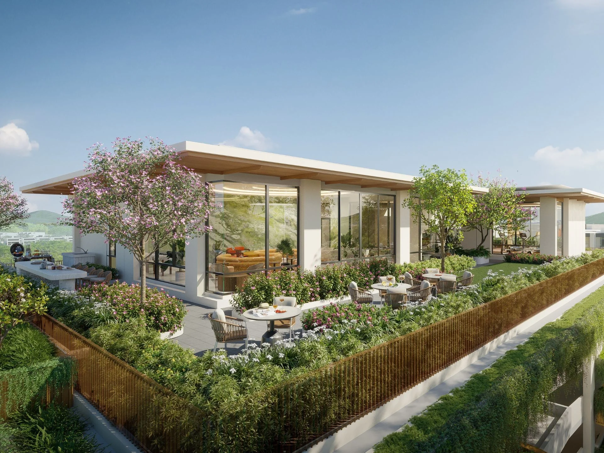 Moderne Villenarchitektur mit gestalteter Terrasse in Canvas, Cheng Talay